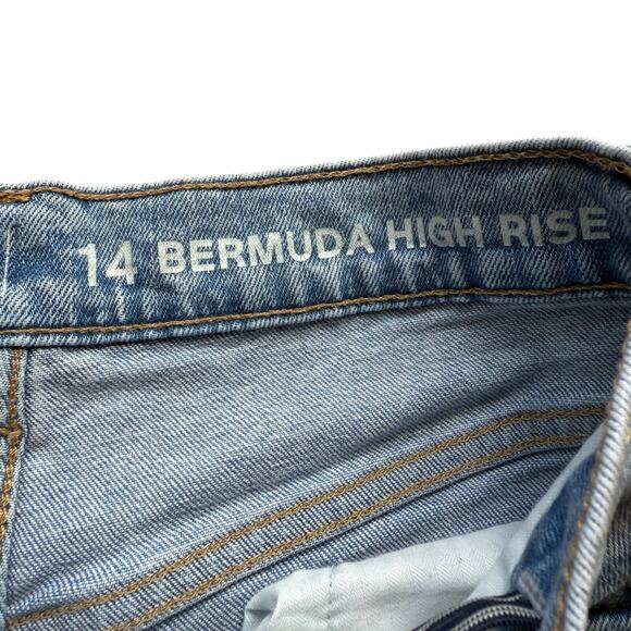 Gap Kids Bermuda High Rise Denim Jean Shorts Frayed Hem Light Wash Size 14 - Picture 2 of 10